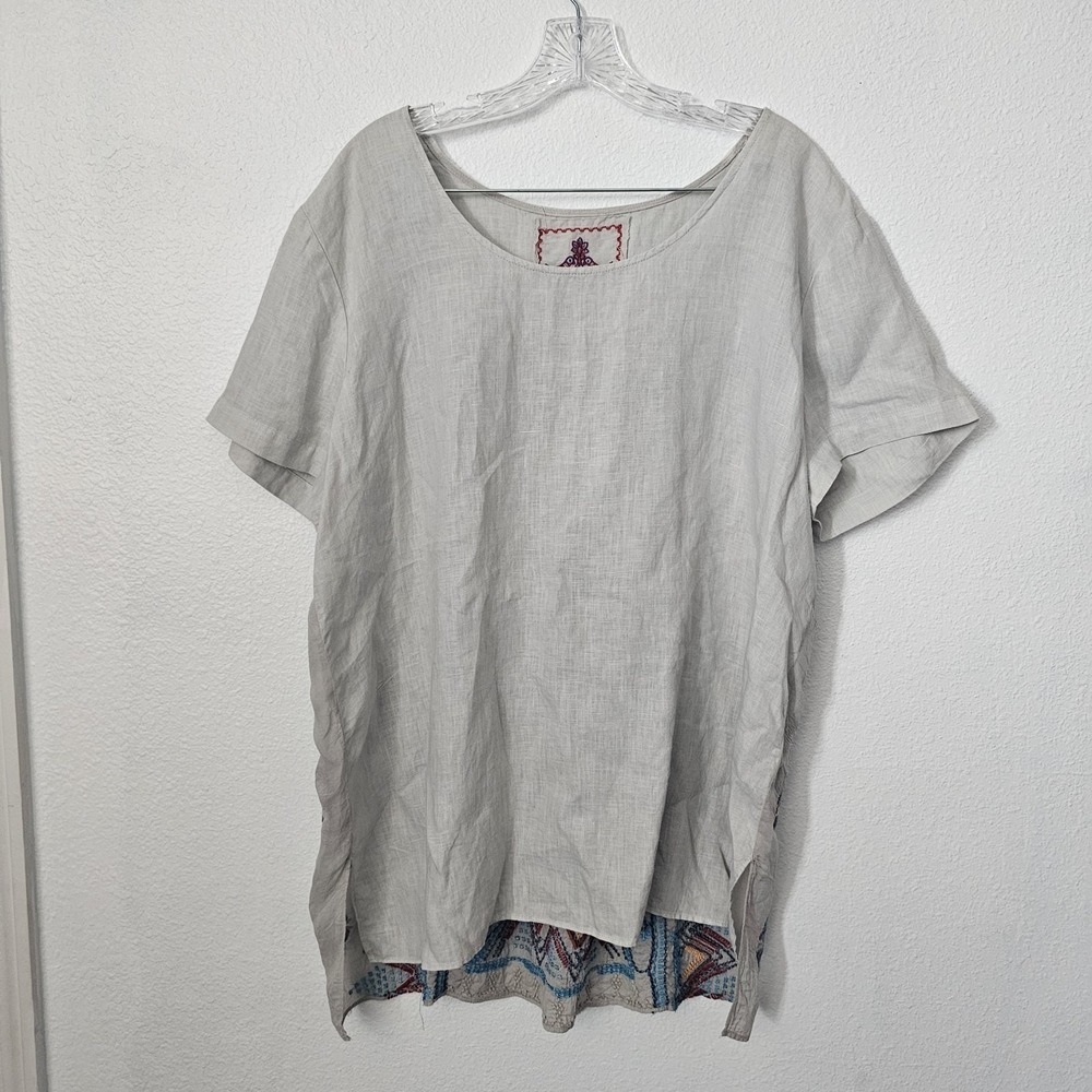 Johnny Was Embroidered Linen Tunic Top Women's Size Large - Picture 4 of 6